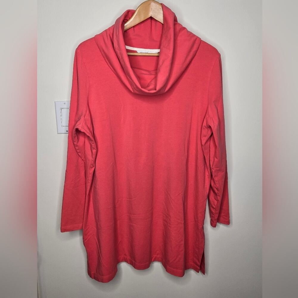 ISAAC MIZRAHI Womens Coral Cowl Neck Long Sleeve Sweater Size 1X Relaxed Fit